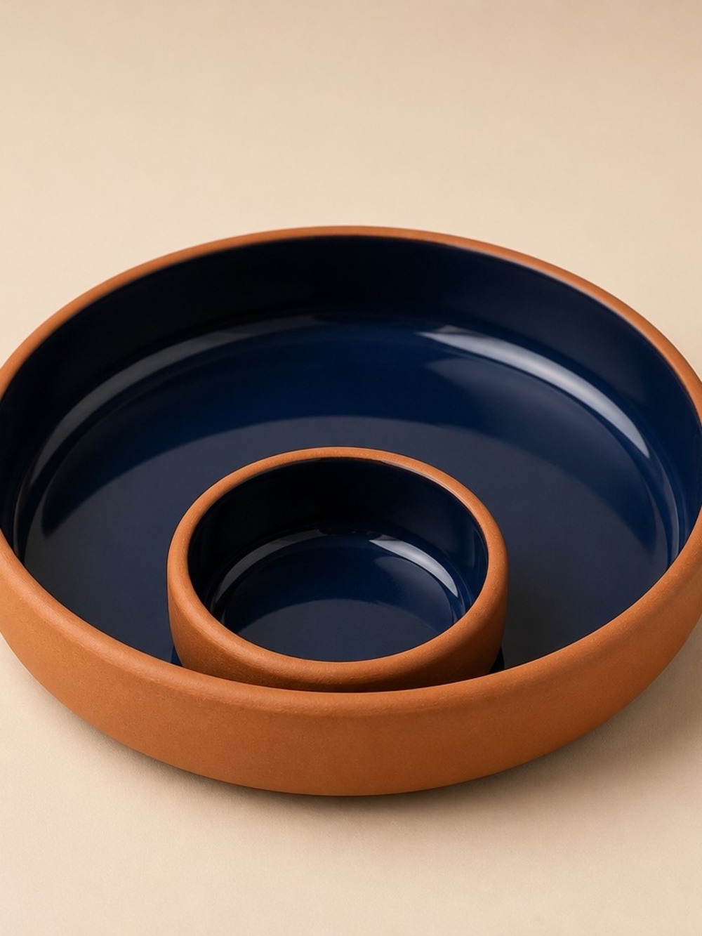 Vintage Over and Back Inc. Terracotta Chip and Dip Bowl